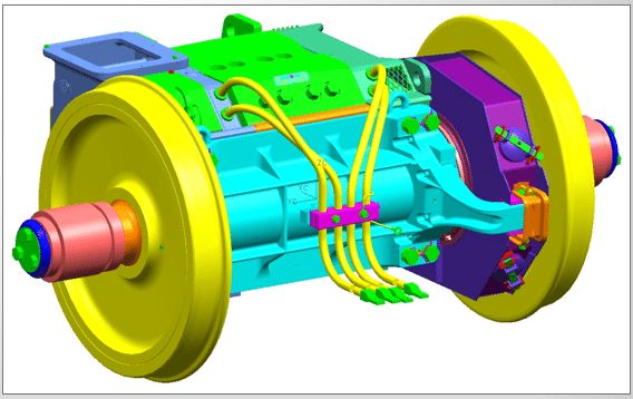 Traction motor installed on locomotive axle
